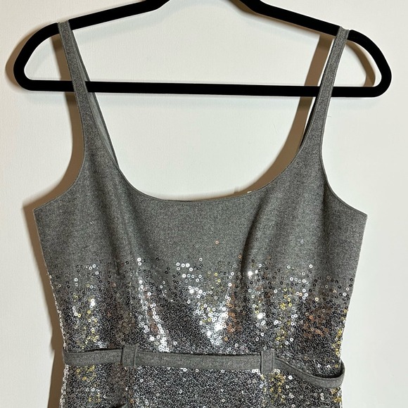 SUSANA MONACO - Silver gray glitter evening belted cocktail dress 6 - Picture 3 of 9